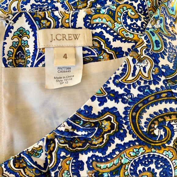 !Sold! Peacock Paisley Dress J. Crew Womens Size 4 - Picture 2 of 8